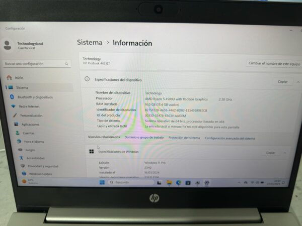 HP PROBOOK 445 G7 ryzen 5 14"  fabricación en aluminio - Imagen 6